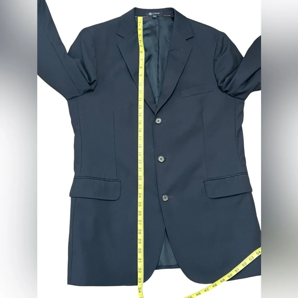 J Crew Italian Wool Blazer 42L Navy Blue 3 Button Classic Tailored Old Money